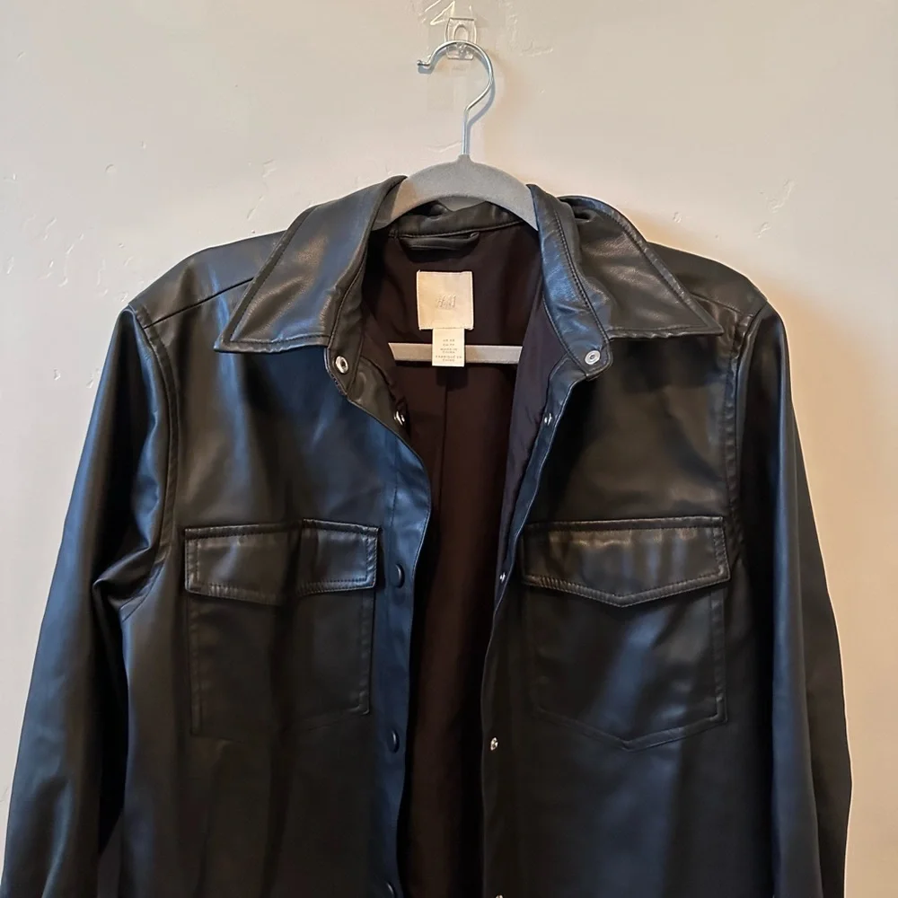 H&M Black Leather-Style Jacket - Picture 2 of 4